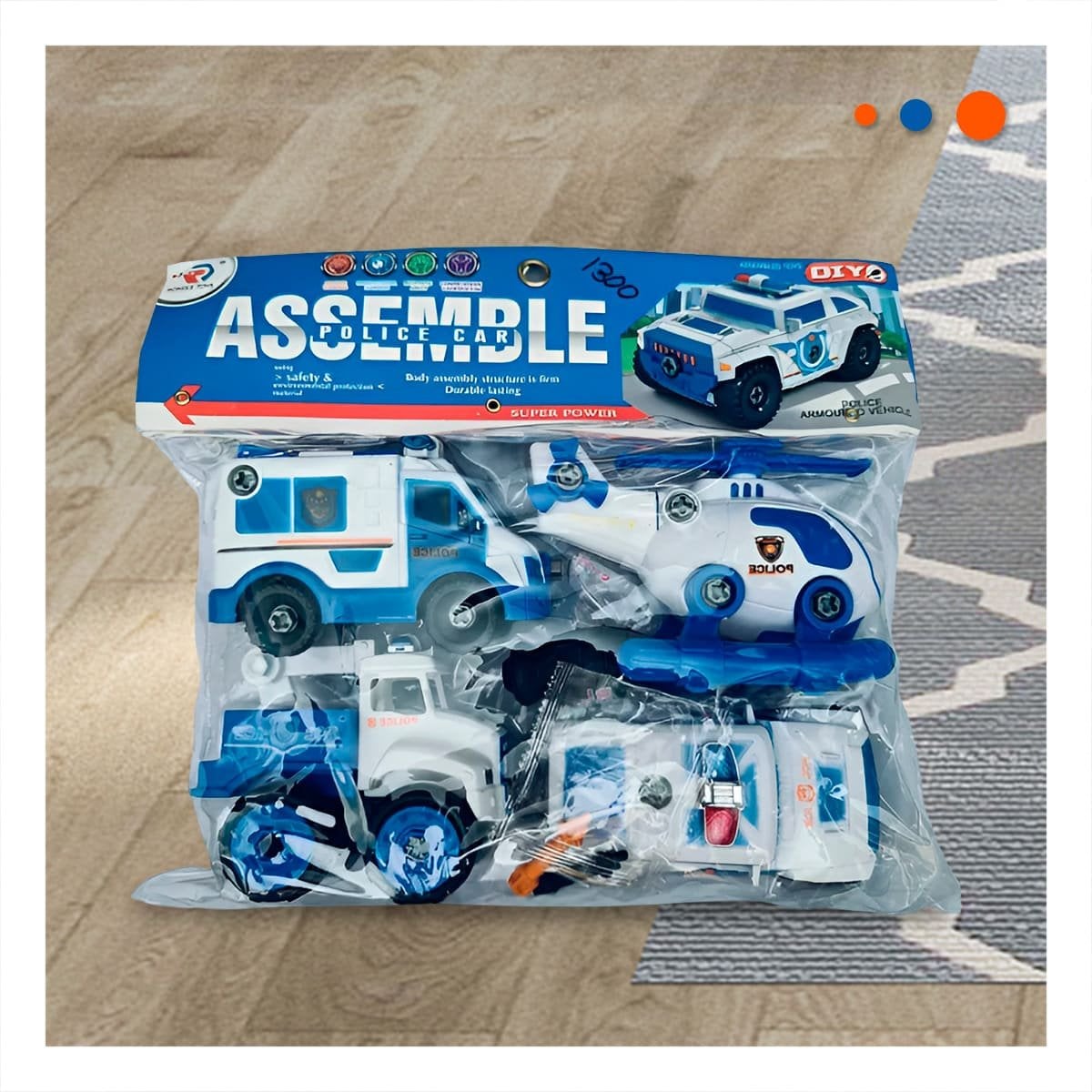 PACK12 COLECCION RECREATIVA DE AUTOS DE POLICIA PARA ENSAMBLE 4 PZ PARA JUEGO Y+PAPEL REGALO - 3