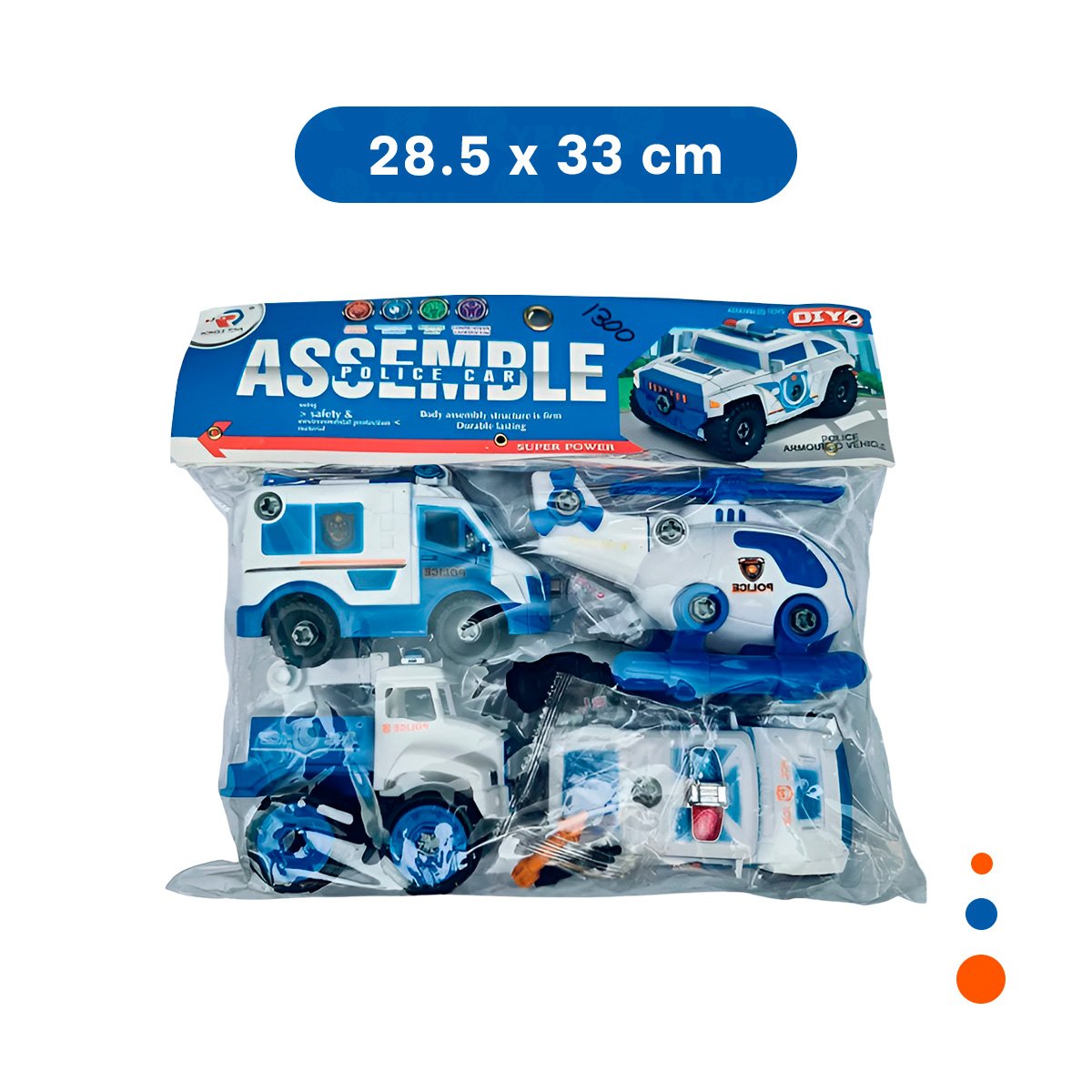 PACK12 COLECCION RECREATIVA DE AUTOS DE POLICIA PARA ENSAMBLE 4 PZ PARA JUEGO Y+PAPEL REGALO - 4