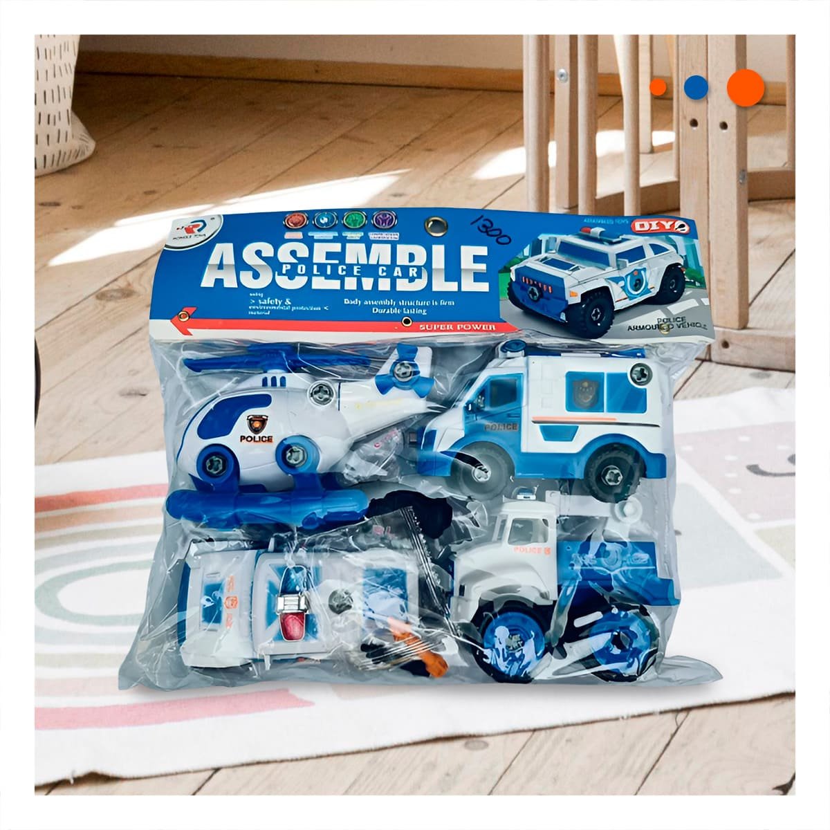PACK12 COLECCION RECREATIVA DE AUTOS DE POLICIA PARA ENSAMBLE 4 PZ PARA JUEGO Y+PAPEL REGALO - 5