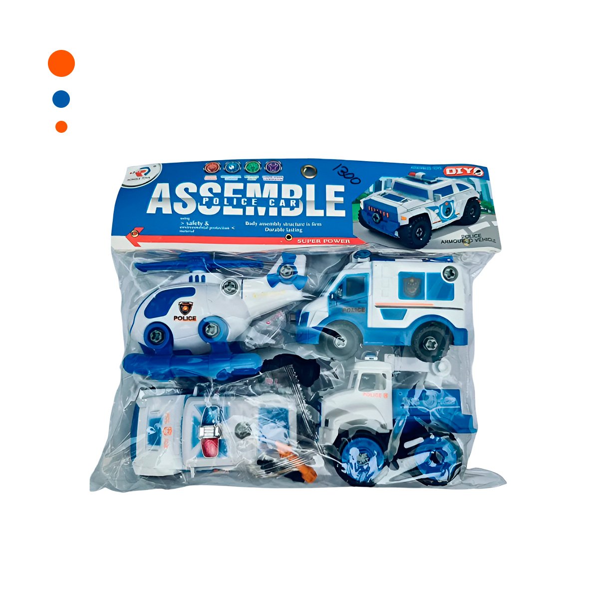 PATRULLAS DE POLICIA PARA ENSAMBLE 4 PZ PARA DIVERSION Y JUEGO IMAGINATIVO Y+PAPEL REGALO - 1