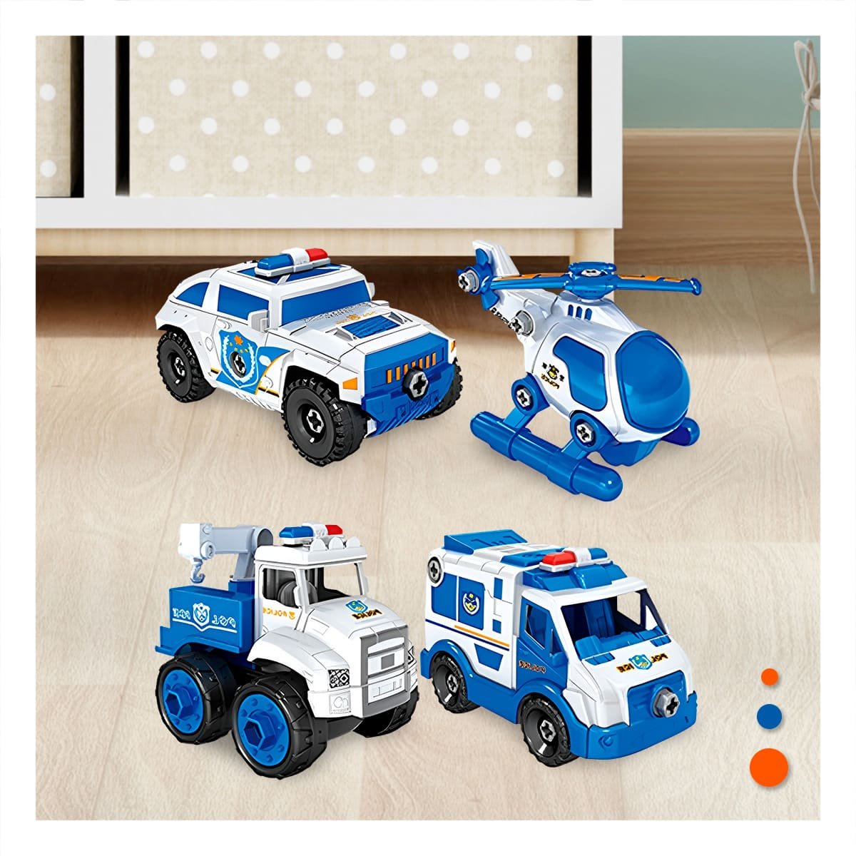 PATRULLAS DE POLICIA PARA ENSAMBLE 4 PZ PARA DIVERSION Y JUEGO IMAGINATIVO Y+PAPEL REGALO - 2