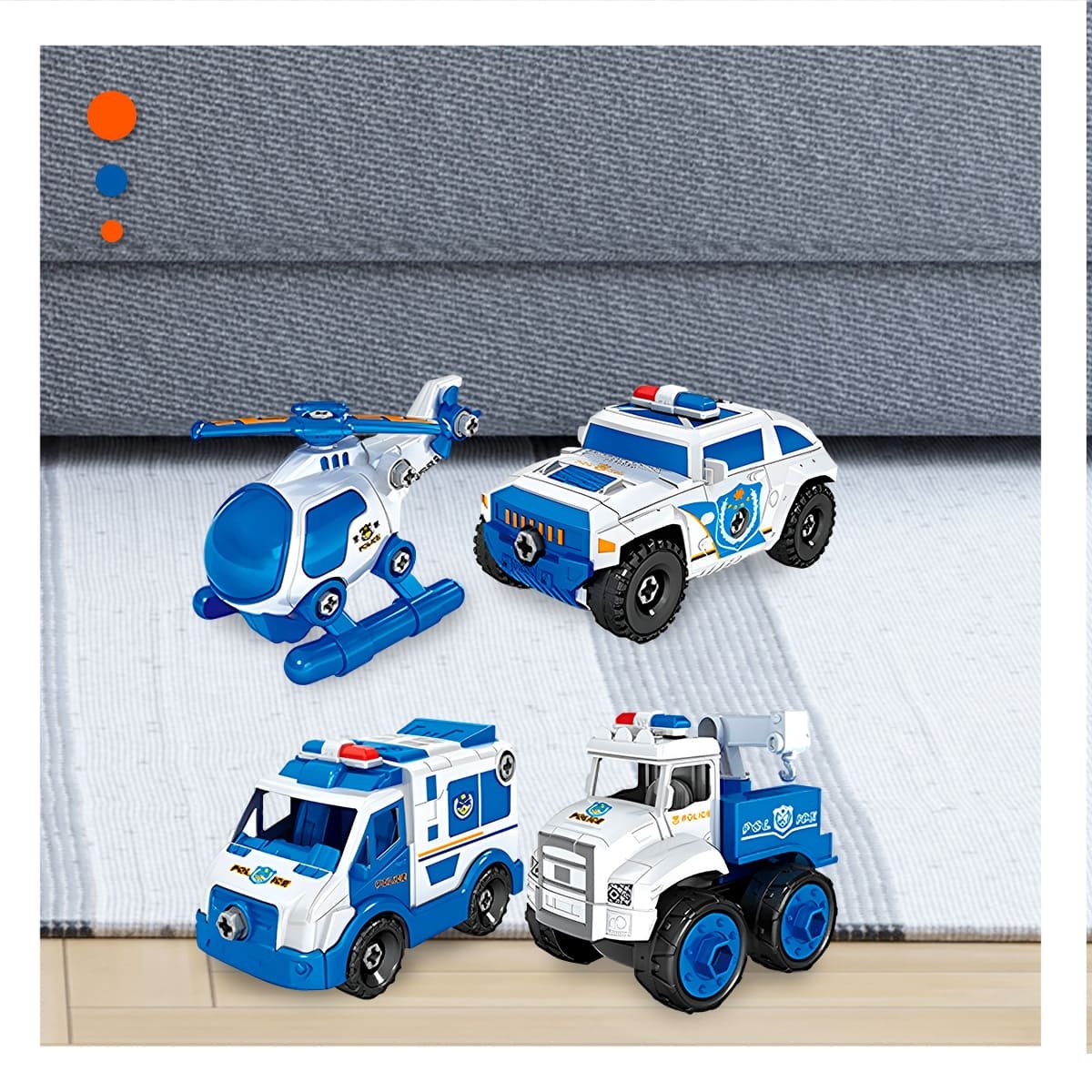 PATRULLAS DE POLICIA PARA ENSAMBLE 4 PZ PARA DIVERSION Y JUEGO IMAGINATIVO Y+PAPEL REGALO - 3