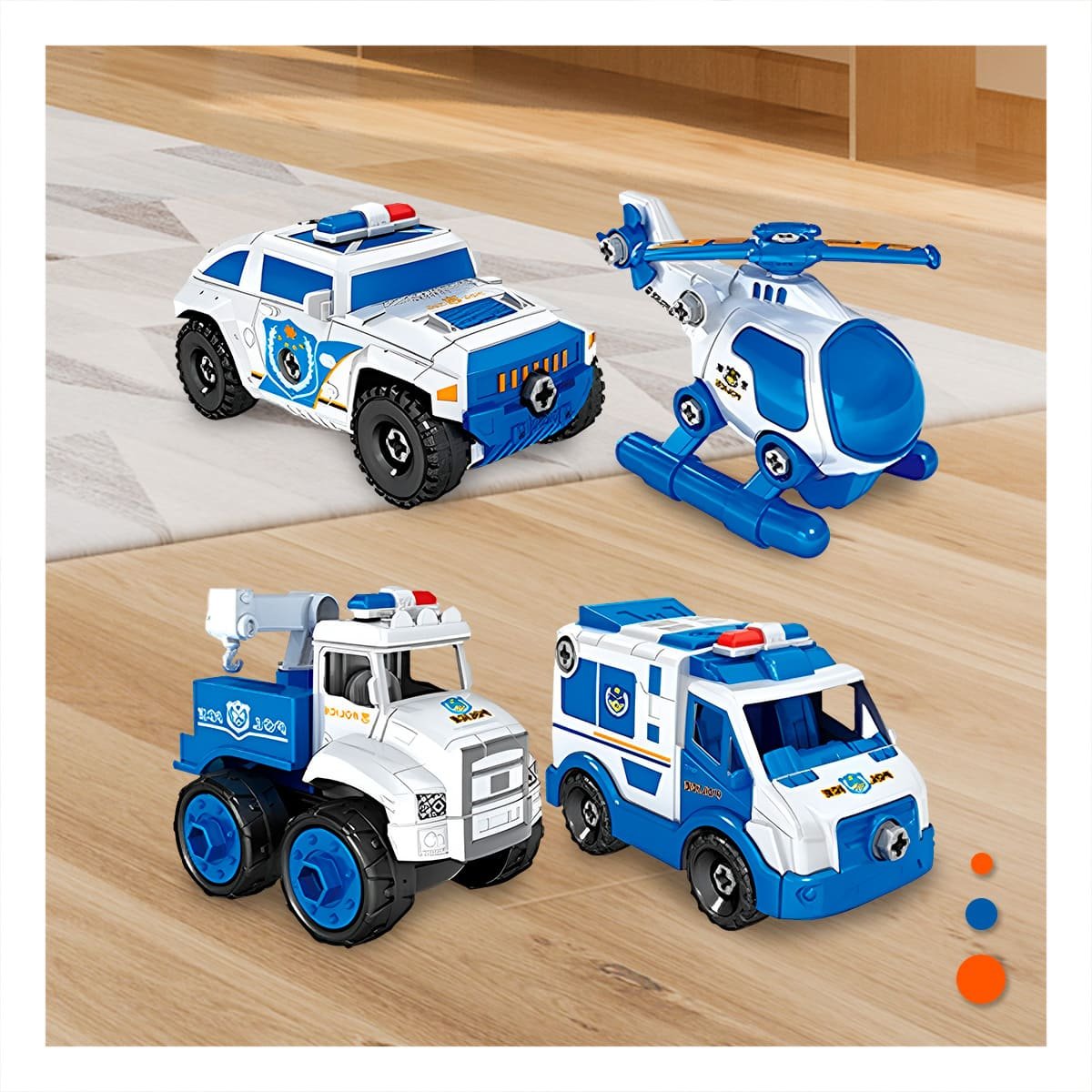 PATRULLAS DE POLICIA PARA ENSAMBLE 4 PZ PARA DIVERSION Y JUEGO IMAGINATIVO Y+PAPEL REGALO - 5