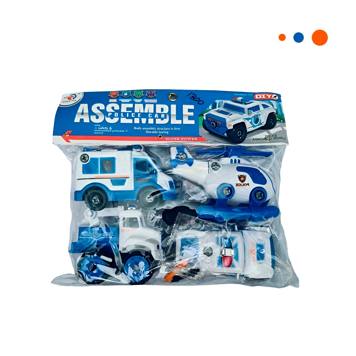VEHICULOS DE JUEGO DE POLICIA PARA ENSAMBLE 4 PZ PARA USO DIARIO EN HOGAR Y+REGALO STICKER - 3