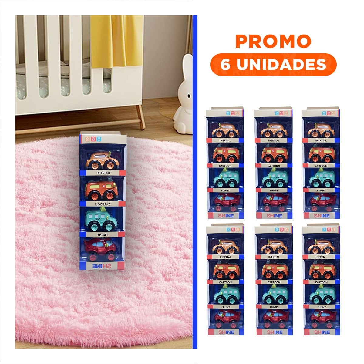 PACK6 CARROS DE ACCION SET 4 PZ PARA RECREACION DIARIA - 1