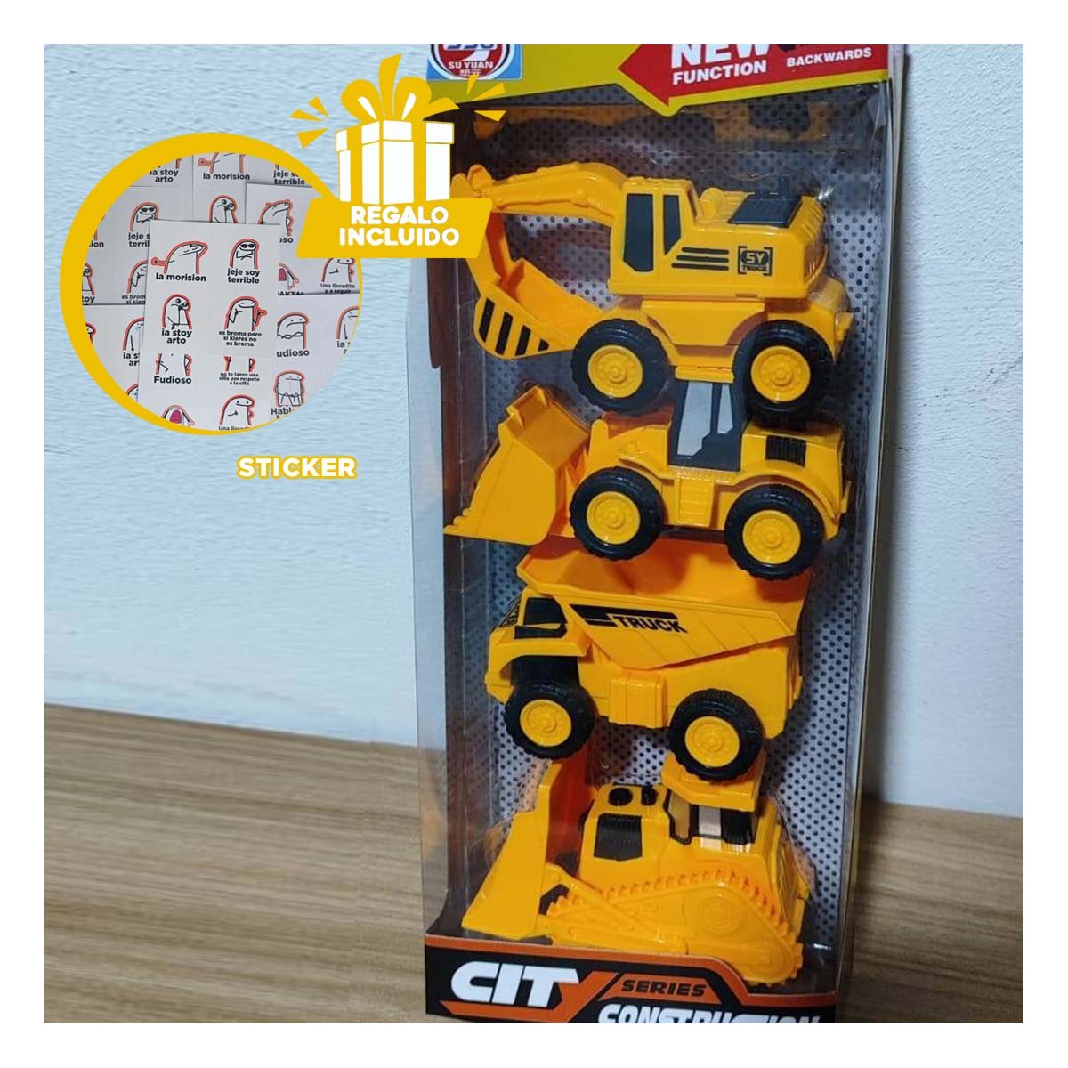 JUGUETE VEHICULAR PARA OBRAS EN AMARILLO Y+REGALO STICKERS - 1
