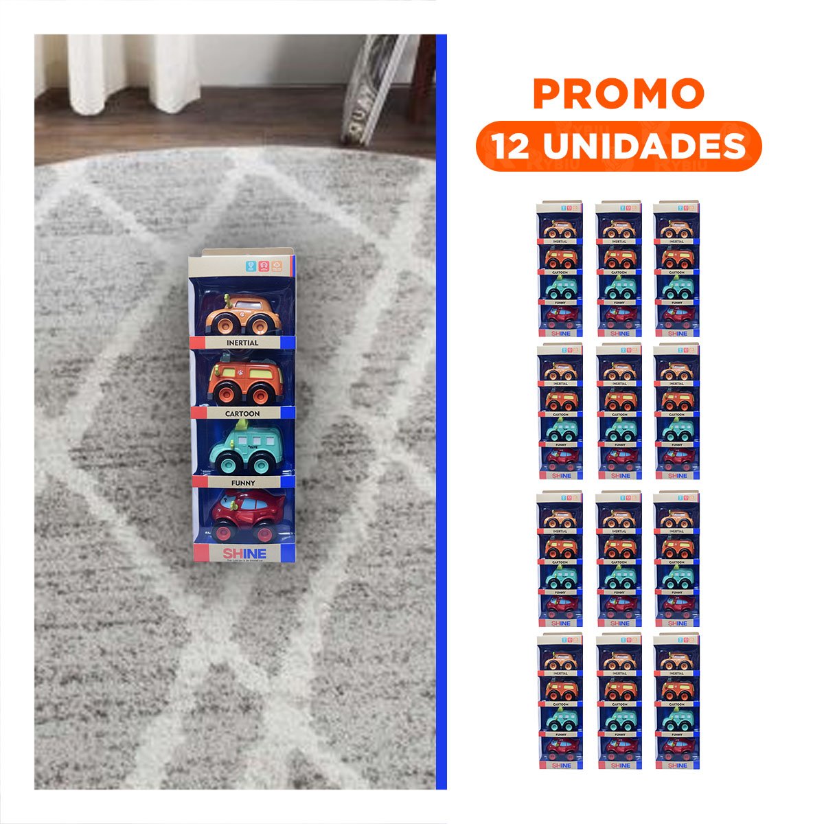 PACK12 COCHES RECREATIVOS SET 4 PZ PARA ENTRETENIMIENTO CONTINUO Y+REGALO STICKER - 1