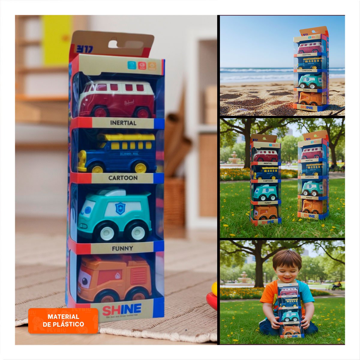 JUEGO DE COCHES A FRICCION CON 4 PIEZAS RESISTENTES Y+LIGAS REGALO - 5