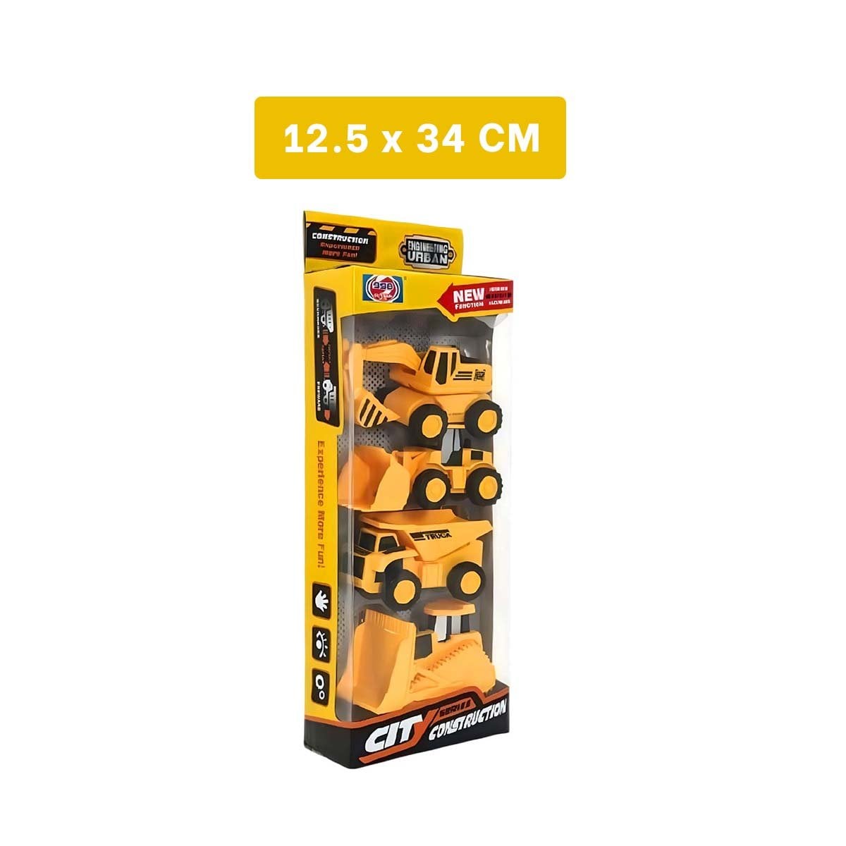 JUGUETE DE MINI 4 CARRITOS DE CONSTRUCCION Y+PAPEL DE REGALO - 4