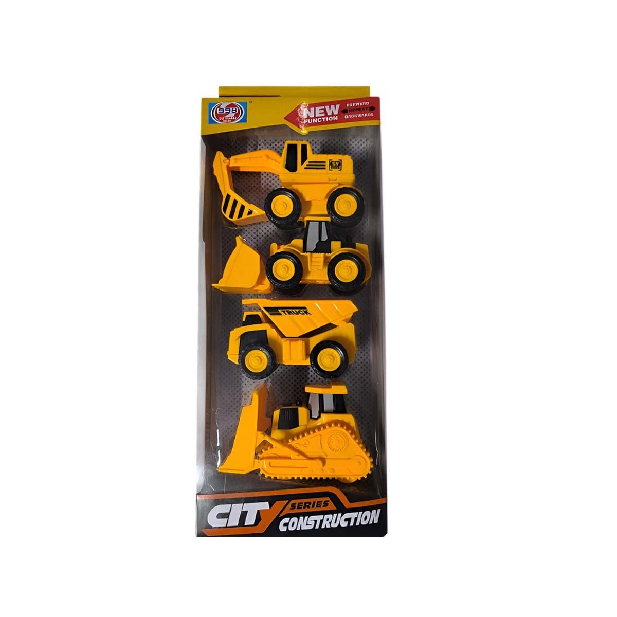 JUGUETE DE MINI 4 CARRITOS DE CONSTRUCCION Y+PAPEL DE REGALO - 5