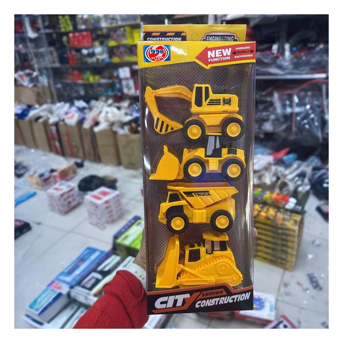 PACK2 JUGUETE DE 4 CARRITOS PARA MINI CONSTRUCTORES AMARILLO - 5