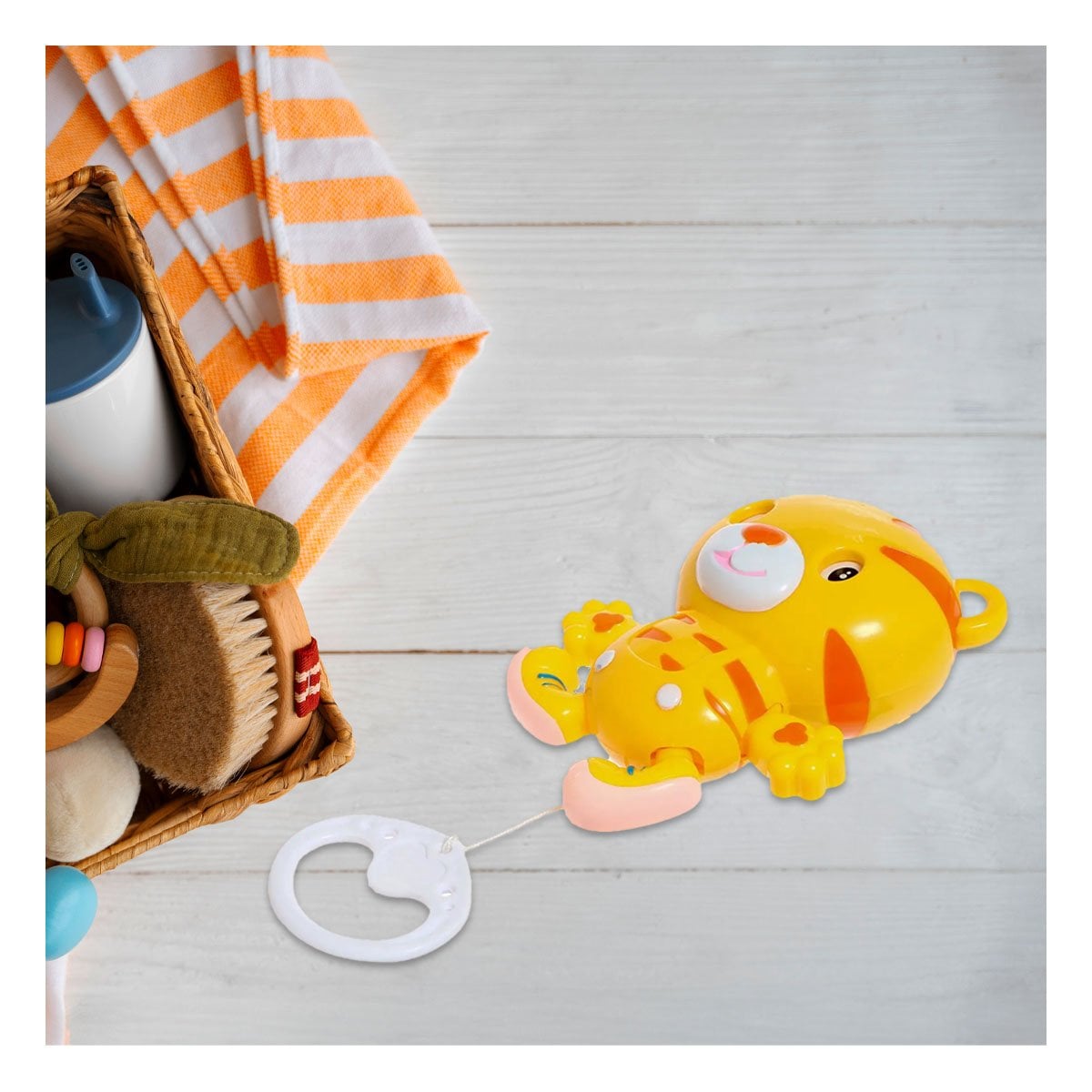 PACK4 ACCESORIO INFANTIL MUSICAL AMARILLO CON TIGRE PARA LA CUNA Y+PAPEL REGALO - 2