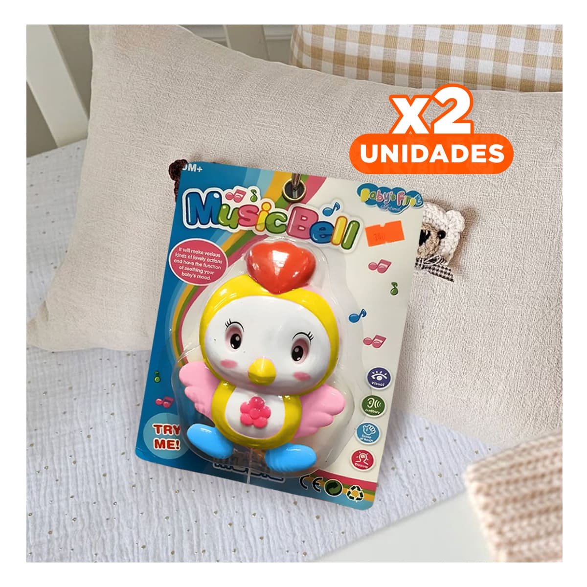 PACK2 ACCESORIO INFANTIL AMARILLO CON FUNCION MUSICAL SUAVE Y+REGALO STICKER - 1