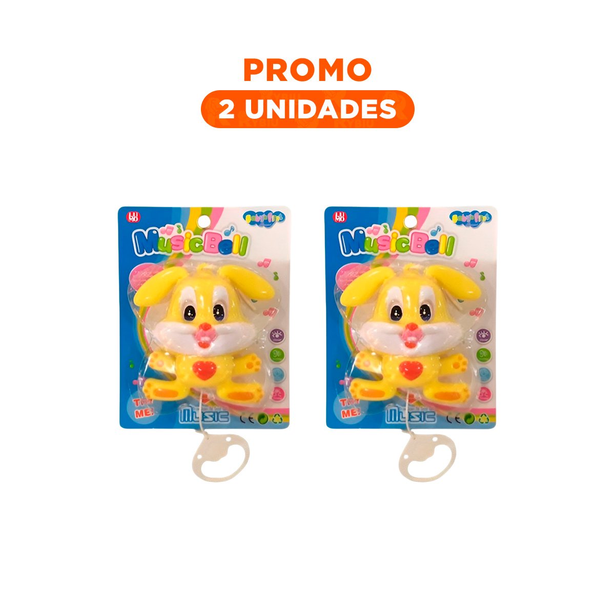 PACK2 ACCESORIO DECORATIVO MUSICAL CON DISENO DE CONEJO AMARILLO UTIL PARA ESTIMULAR - 1