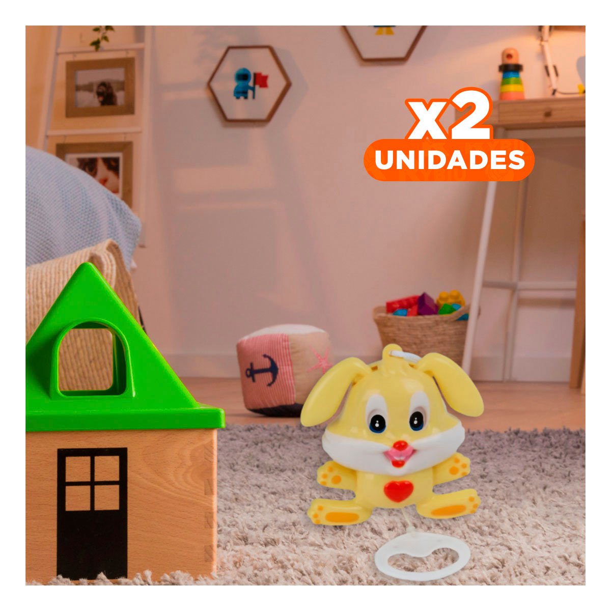 PACK2 ACCESORIO MUSICAL AMARILLO PARA ESPACIO INFANTIL DEL BEBE Y+REGALO STICKER - 1