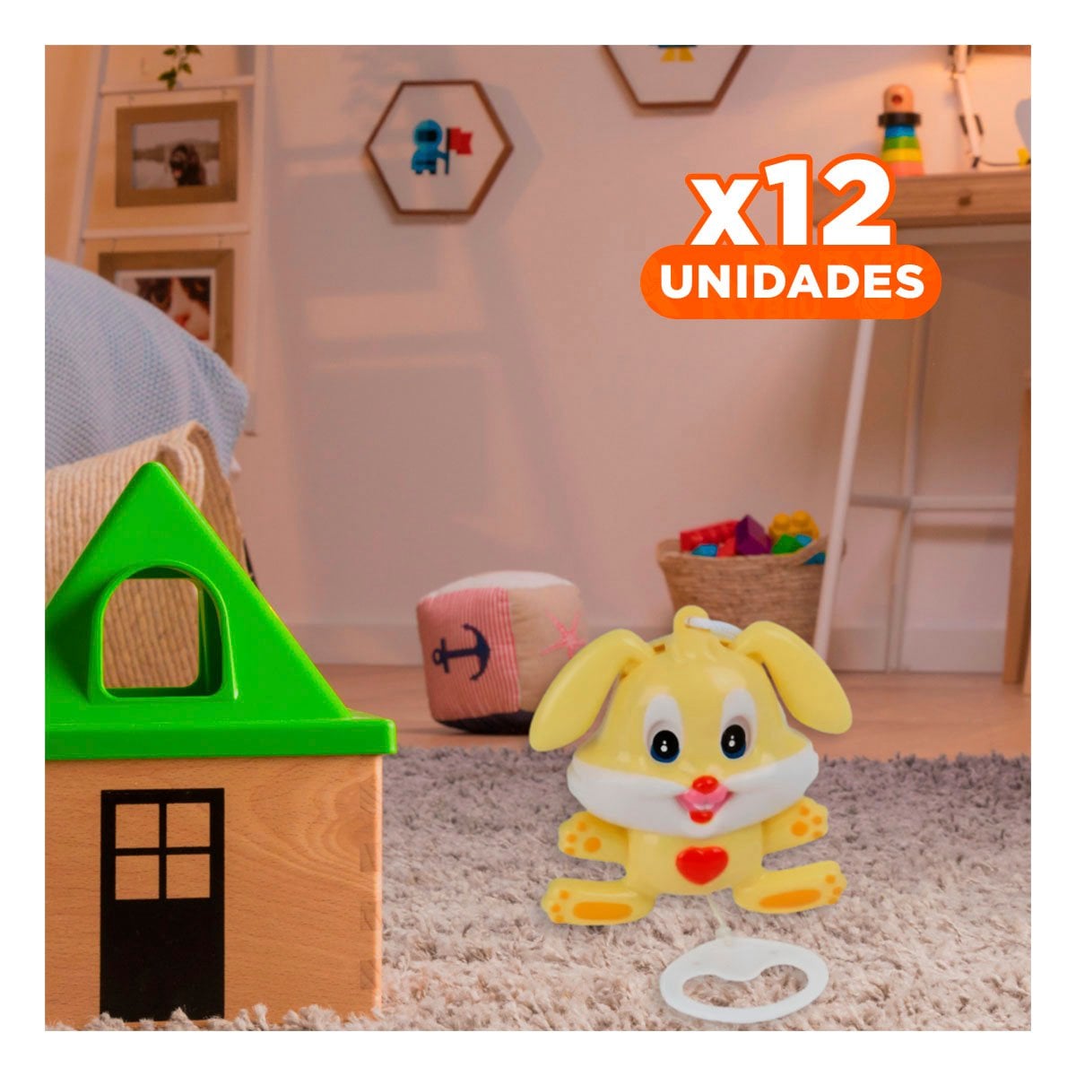 PACK12 FIGURA COLGANTE INFANTIL CON DISENO DE CONEJO AMARILLO - 1