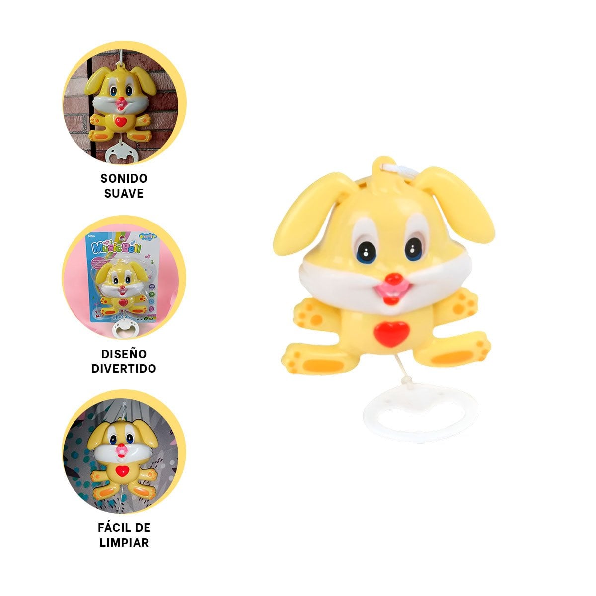 COLGANTE DE CUNA MUSICAL CON CONEJO AMARILLO PARA ESTIMULAR AL BEBE EN DESCANSO - 3