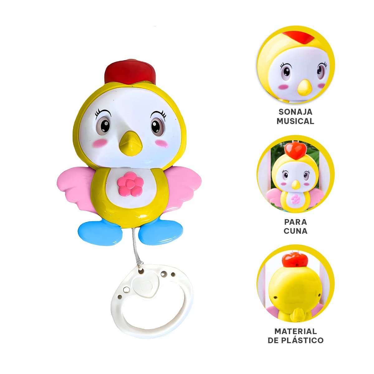 MOVIL PAJARO MUSICAL AMARILLO PARA CUNA CON ESTILO DELICADO - 3