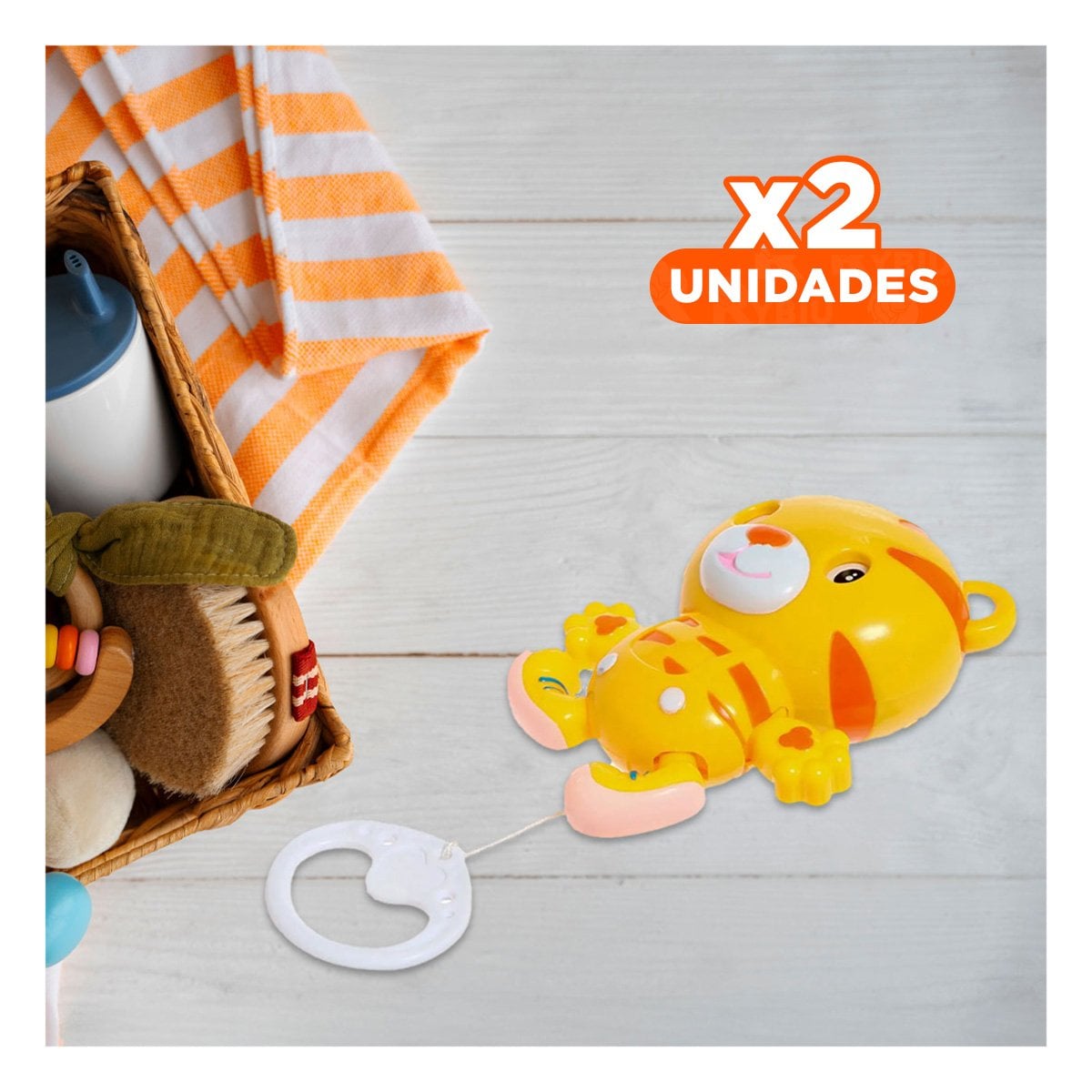 PACK2 ADORNO TIGRE A CUERDA AMARILLO CON MELODIA LIGERA Y+REGALO STICKER - 1