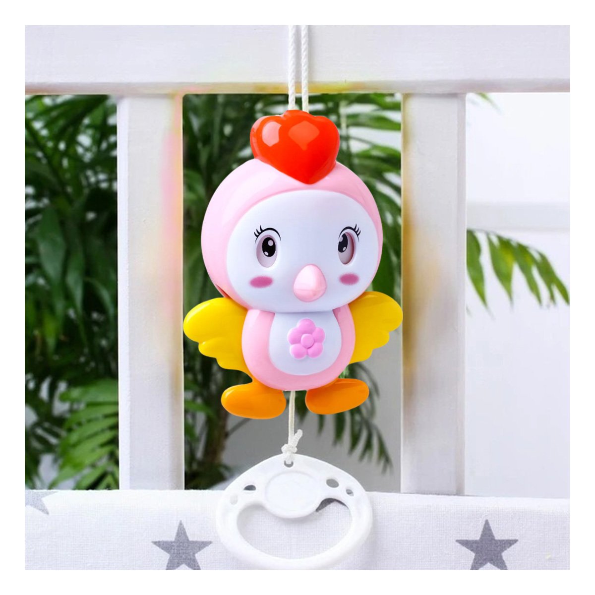 PACK4 FIGURA MUSICAL ROSADA CON FORMA DE PAJARO Y SONIDO SUAVE Y+PAPEL REGALO - 2