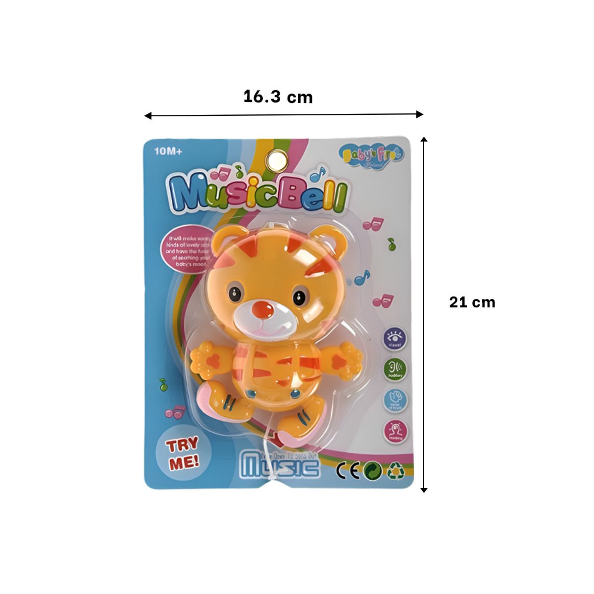 PACK2 ADORNO DECORATIVO MUSICAL TIGRE AMARILLO A CUERDA PARA LA CUNA - 4