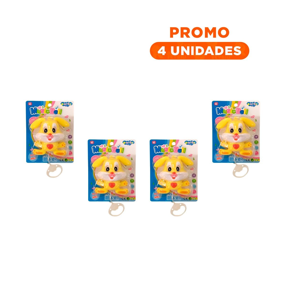 PACK4 ADORNO DECORATIVO MUSICAL CON FIGURA DE CONEJO AMARILLO Y+REGALO STICKER - 1