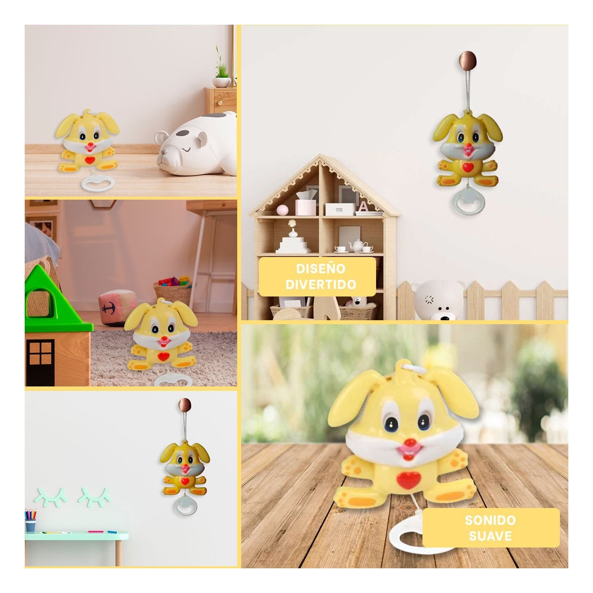 PACK4 ADORNO DECORATIVO MUSICAL CON FIGURA DE CONEJO AMARILLO Y+REGALO STICKER - 2