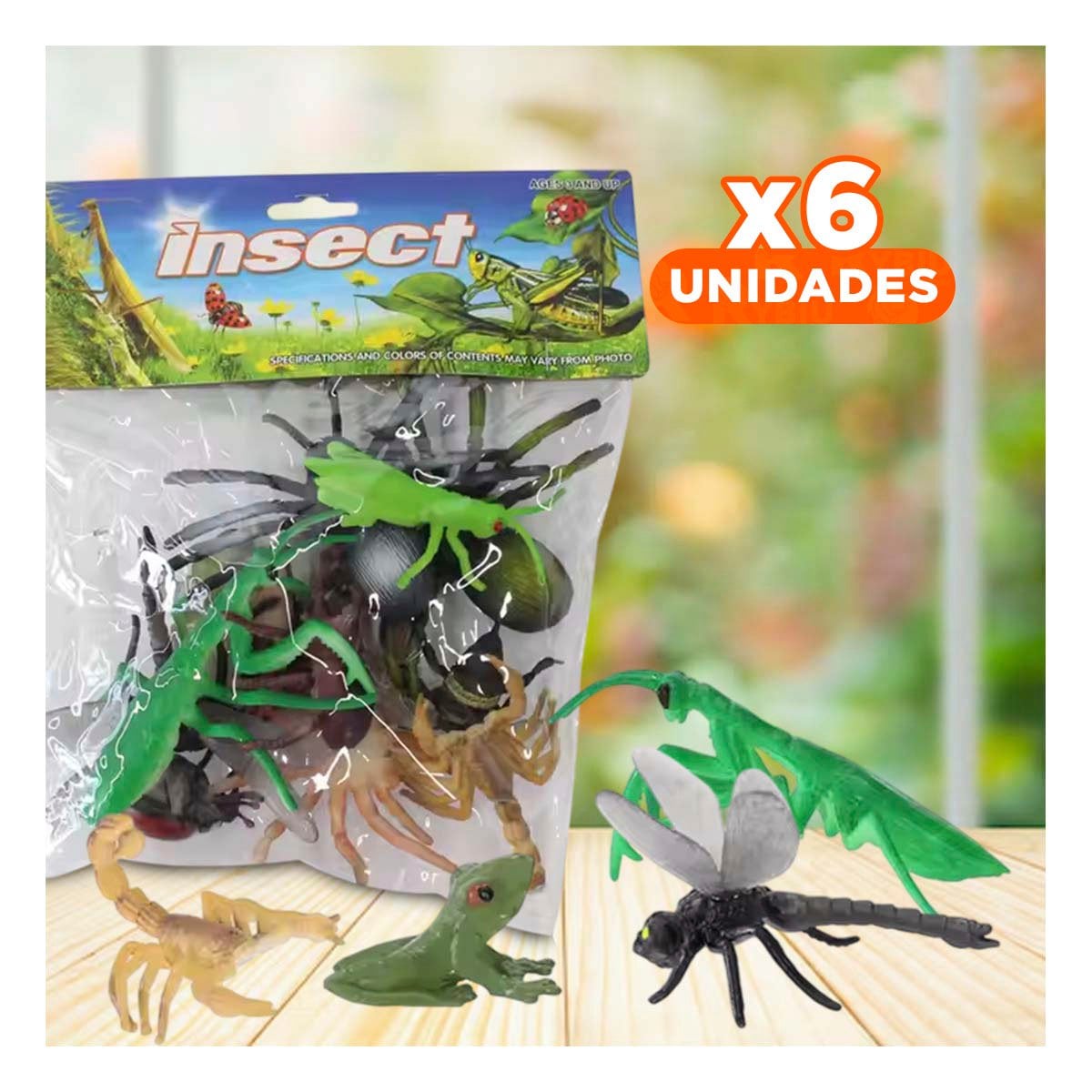 PACK6 JUGUETE COLECCION DE INSECTOS Y+REGALO STICKERS - 1