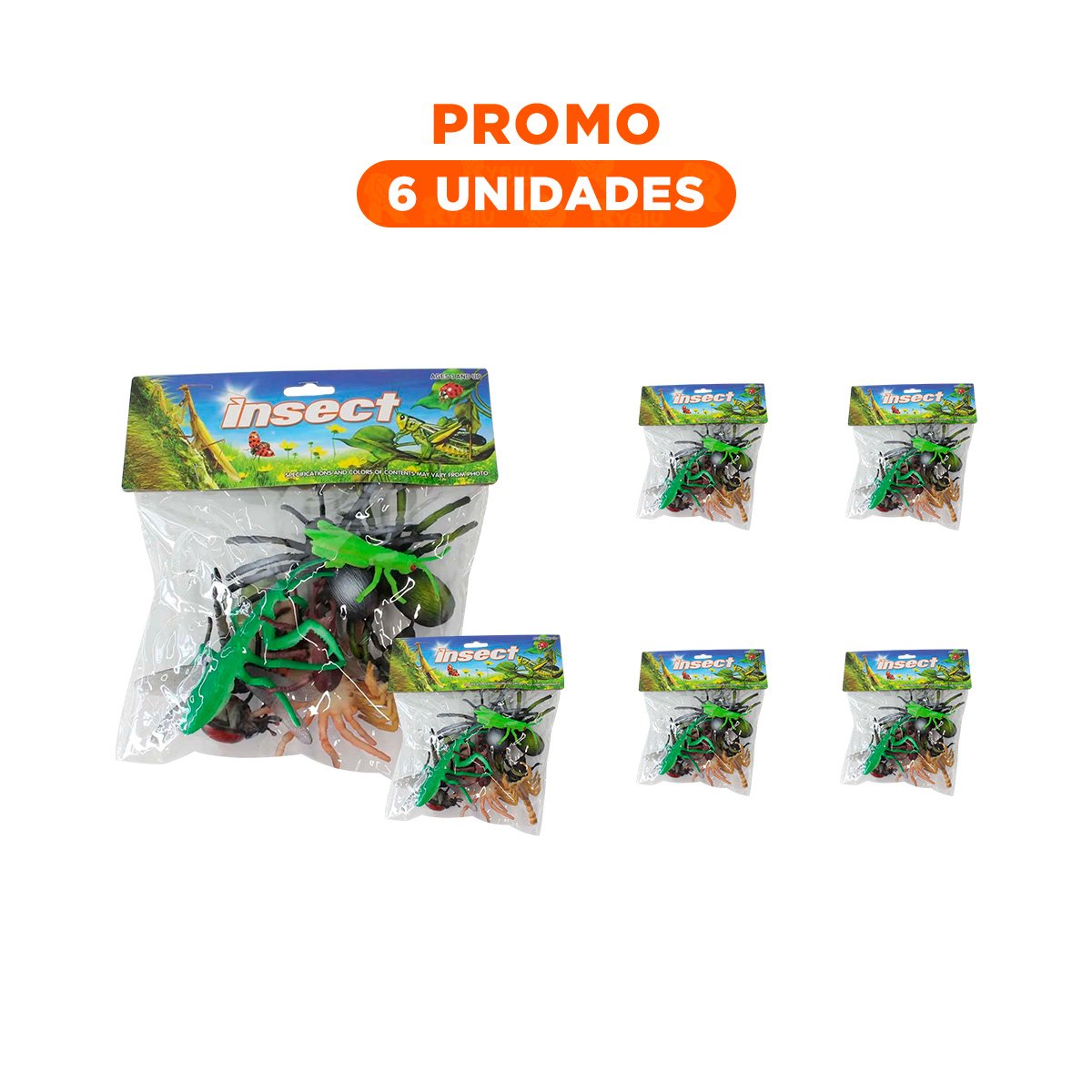 PACK6 FIGURAS DE INSECTOS MULTICOLOR PARA APRENDIZAJE Y JUEGO LIBRE - 1