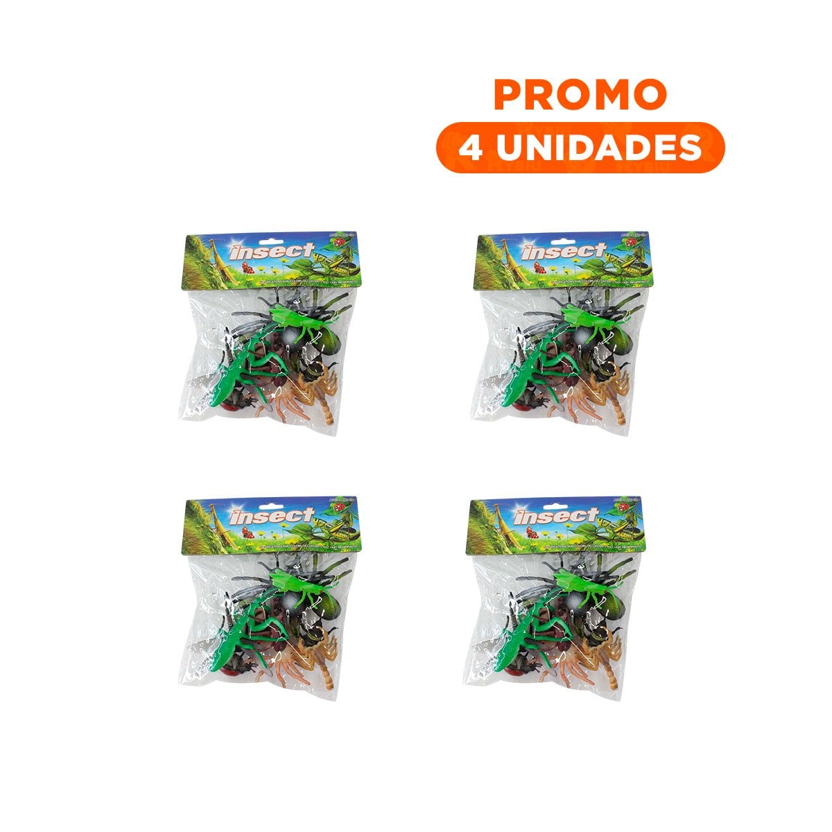 PACK4 FIGURAS INFANTILES DE INSECTOS MULTICOLOR PARA EXPLORACION CREATIVA YREGALO STICKER - 1