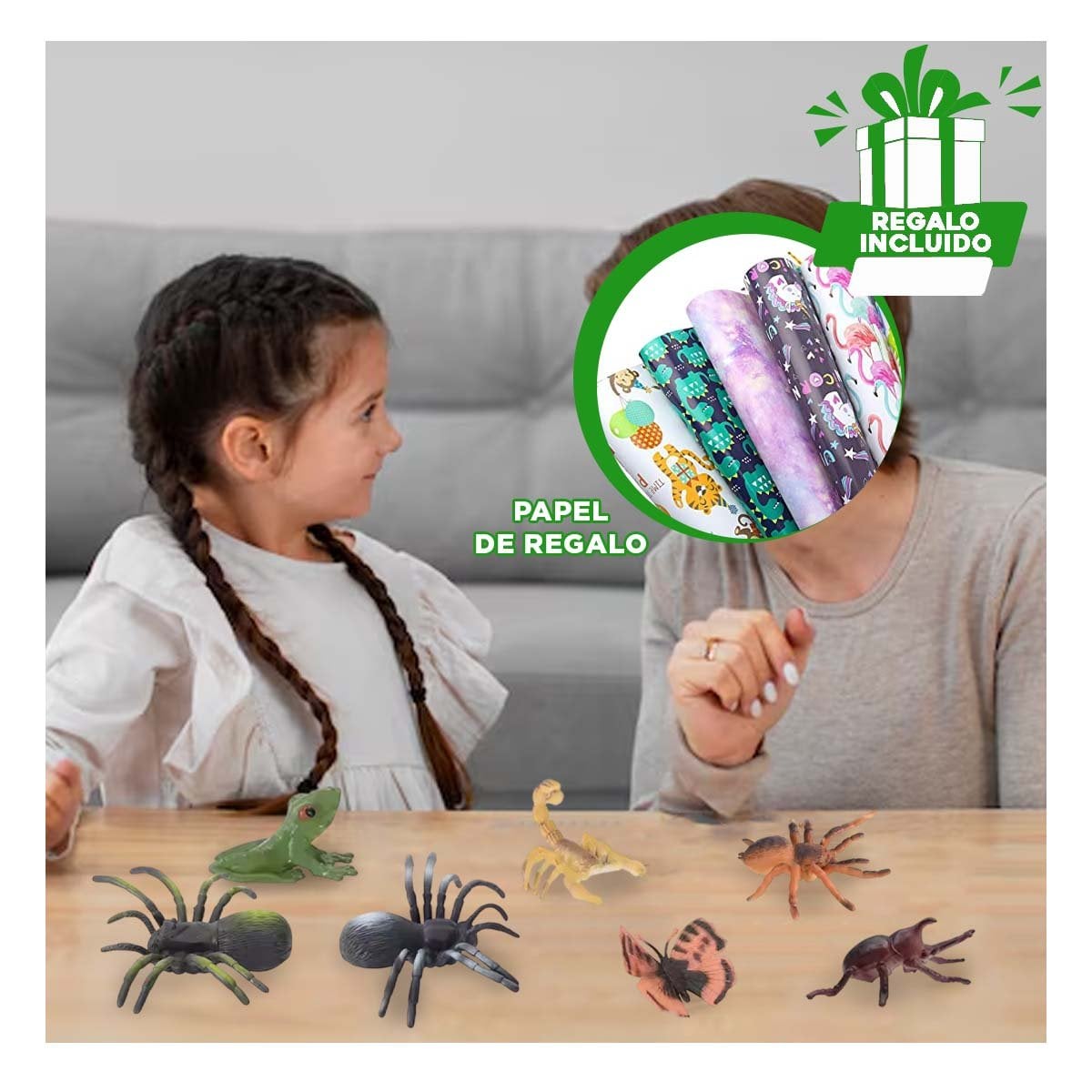 SET DE BICHITOS REALISTA PARA JUGAR Y+PAPEL DE REGALO - 1