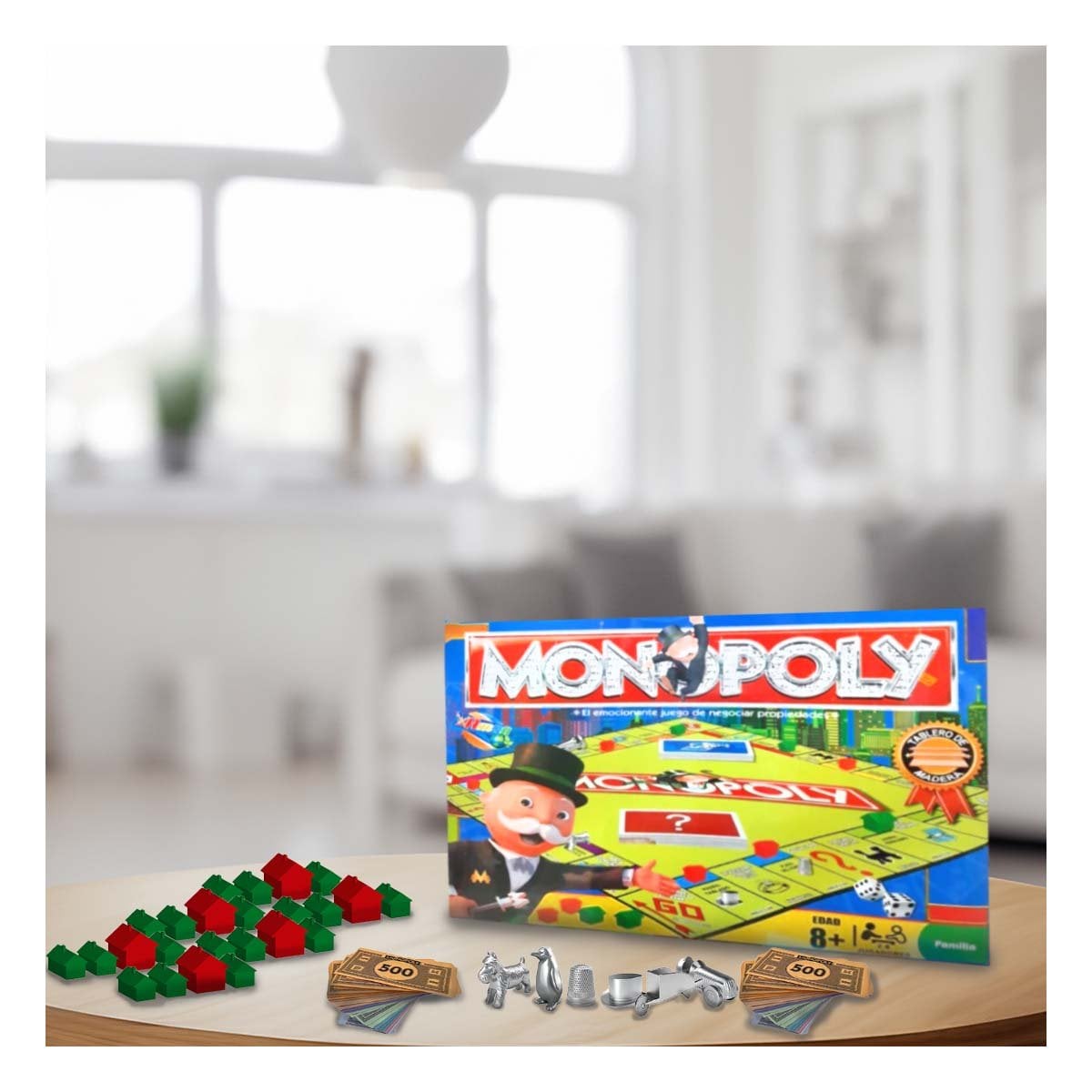 TABLERO MONOPOLIO DE MADERA MULTICOLOR PARA JUEGO DE MESA EN REUNIONES - 1