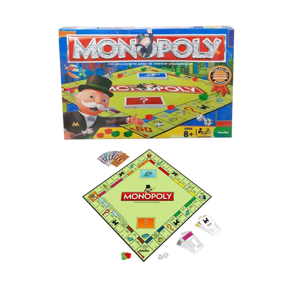 TABLERO MONOPOLIO TRADICIONAL DE MESA CON DISENO EN MADERA MULTICOLOR Y+REGALO STICKER - 3