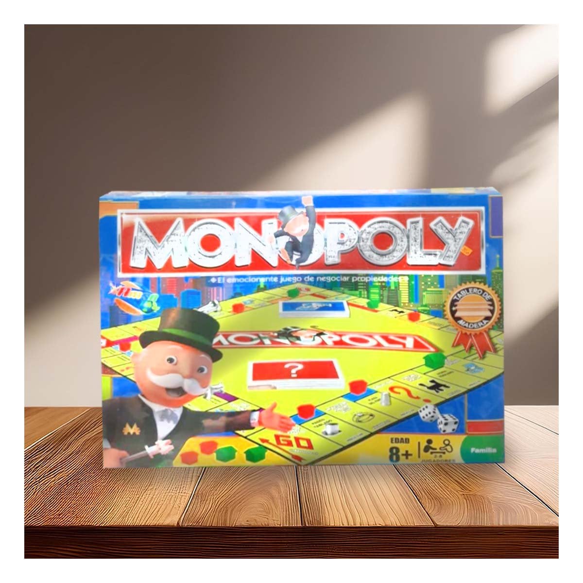 PACK2 CLASICO MONOPOLIO TRADICIONAL PARA JUEGO DE MESA EN CASA Y+PAPEL REGALO - 2
