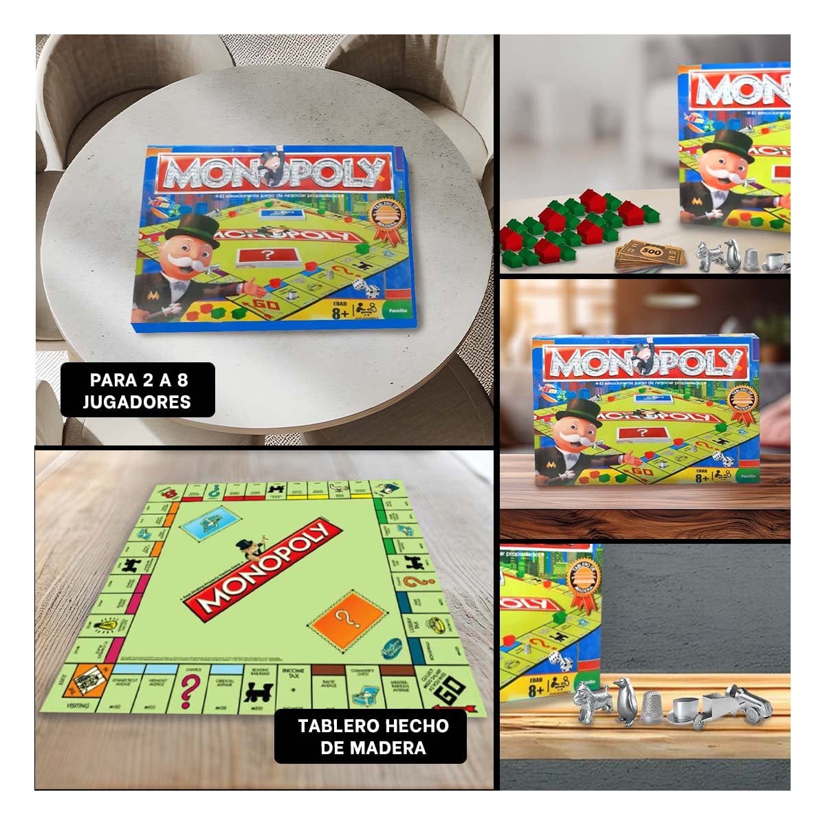 PACK2 CLASICO MONOPOLIO TRADICIONAL PARA JUEGO DE MESA EN CASA Y+PAPEL REGALO - 3