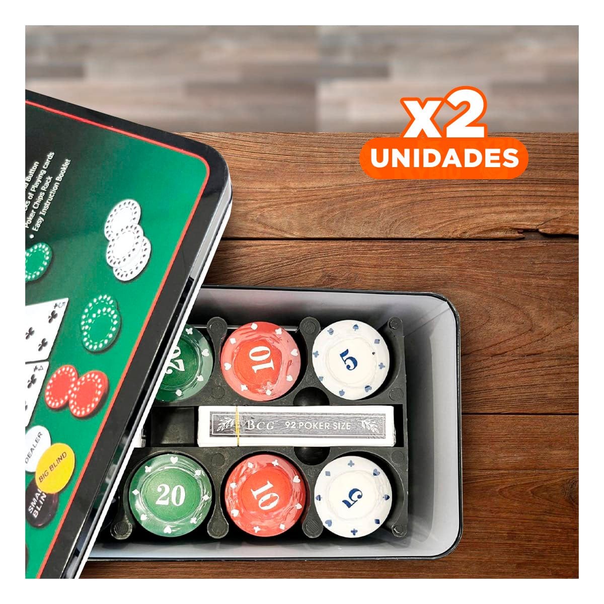PACK2 SET DE NAIPES CON KIT DE 200 FICHAS Y+REGALO STICKERS - 1