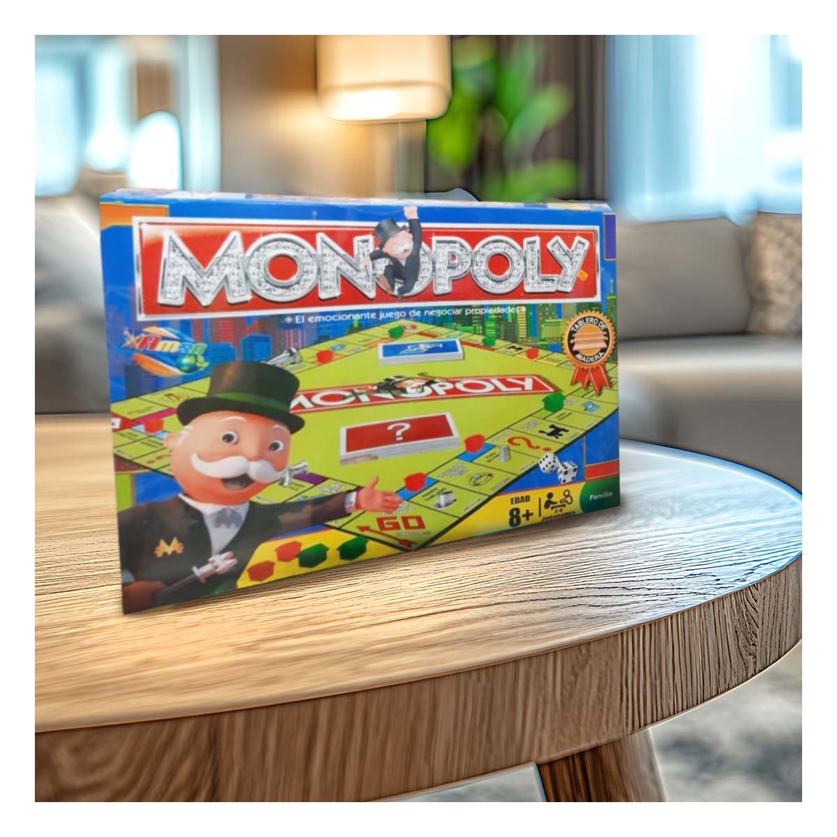 TABLERO MONOPOLIO CLASICO EN MADERA MULTICOLOR PARA PARTIDAS FAMILIARES Y+PAPEL REGALO - 5