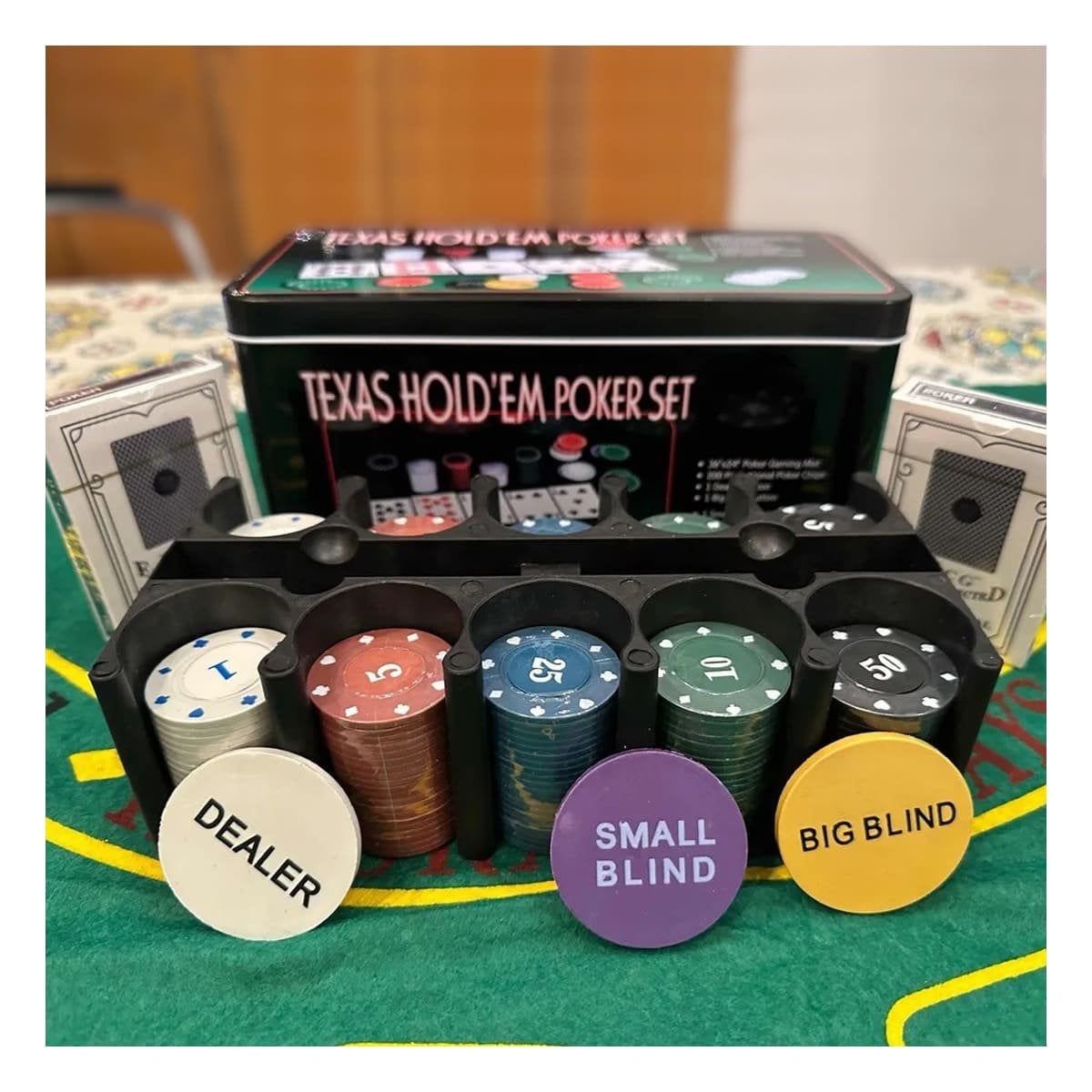 PACK2 JUEGO DE POKER TEXAS CON 200 FICHAS Y+PAPEL DE REGALO - 3