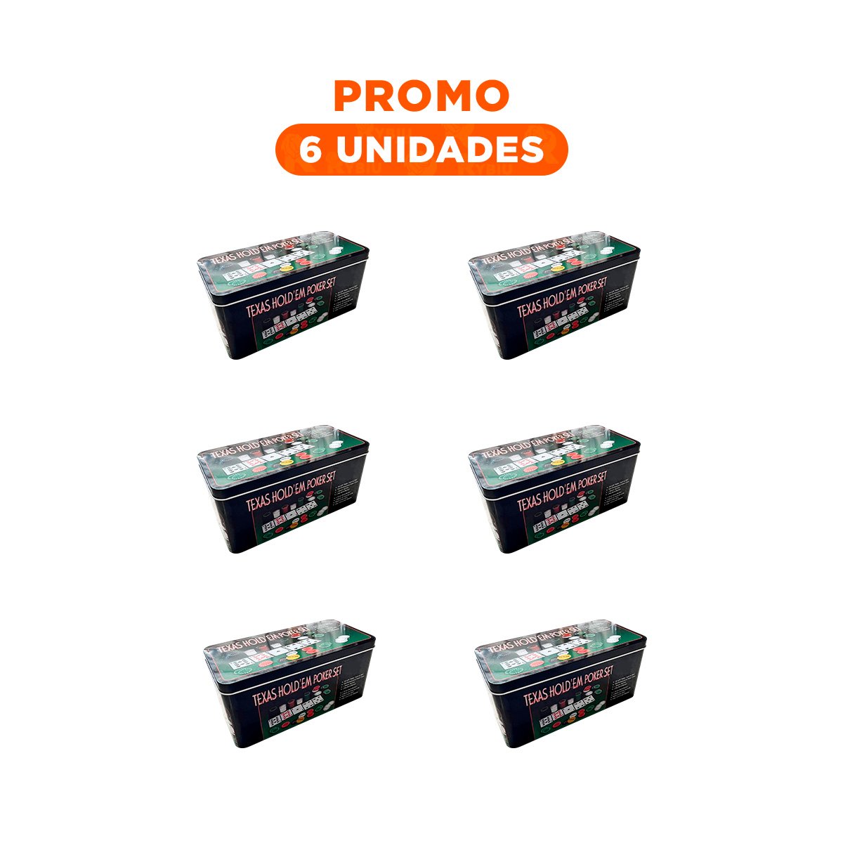 PACK6 SET JUEGO DE MESA DE POKER TEXAS PARA REUNIONES - 1