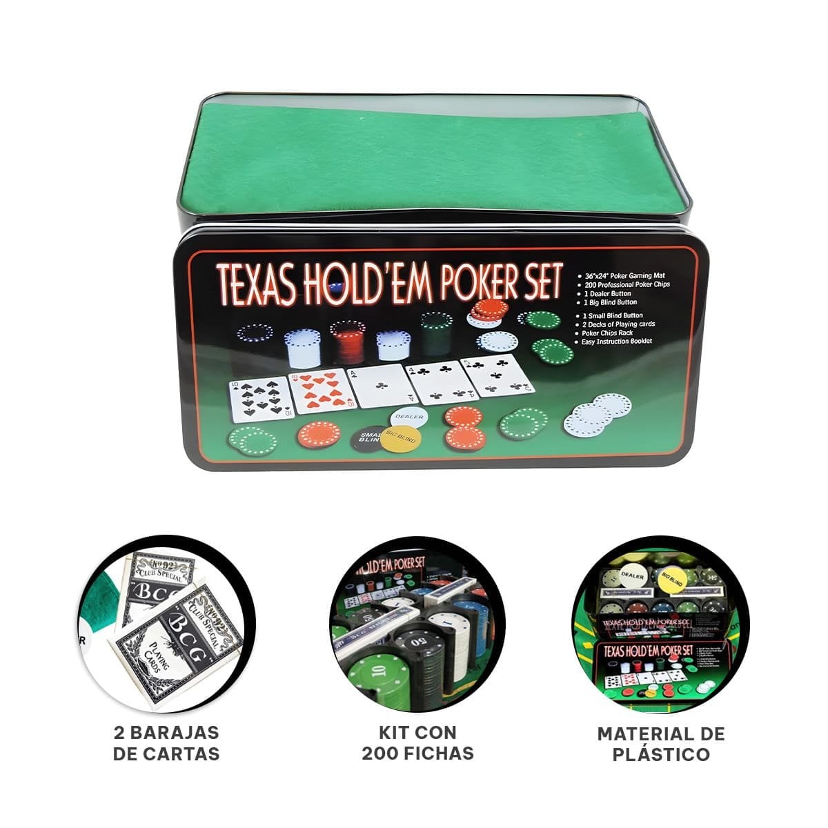 PACK6 SET JUEGO DE MESA DE POKER TEXAS PARA REUNIONES - 2