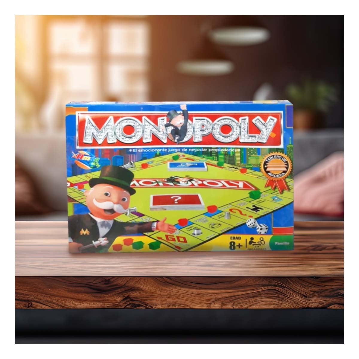 TABLERO MONOPOLIO DE MADERA MULTICOLOR PARA JUEGO SOCIAL EN CASA Y+LIGAS REGALO - 2
