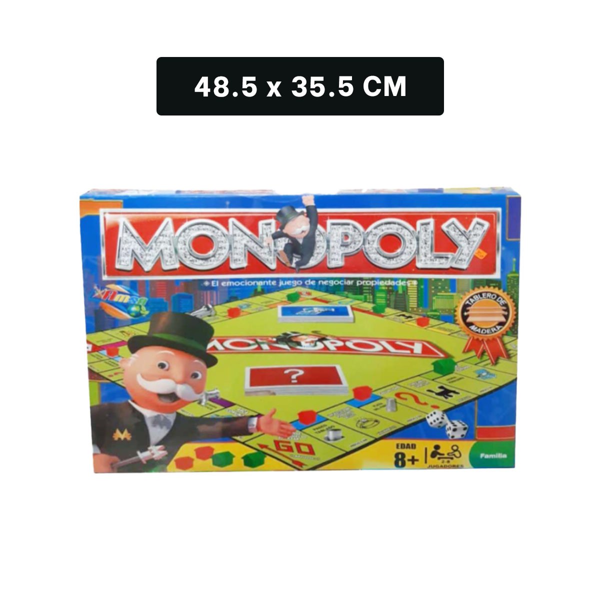 TABLERO MONOPOLIO DE MADERA MULTICOLOR PARA JUEGO SOCIAL EN CASA Y+LIGAS REGALO - 4