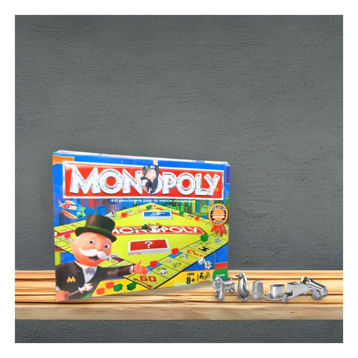 PACK4 ESTRATEGIA MONOPOLIO DE MESA CON TABLERO DE MADERA MULTICOLOR FAMILIAR Y+REGALO STICKER - 5