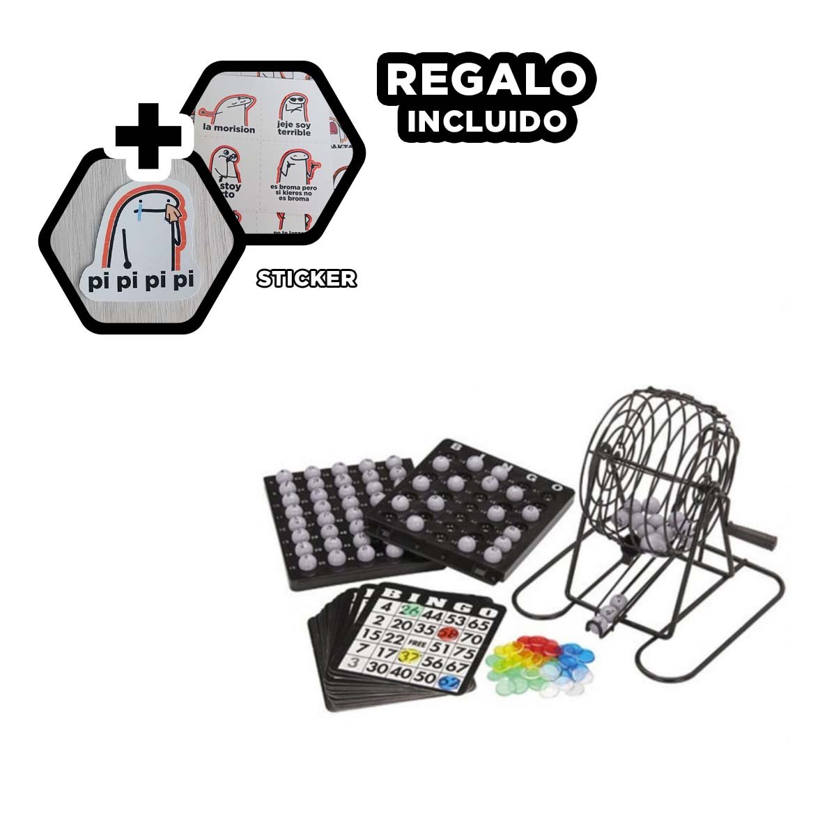 TABLERO TRADICIONAL DE BINGO DE METAL CON 18 CARTILLAS Y 75 NUMEROS COMPLETOS Y+REGALO STICKER - 1