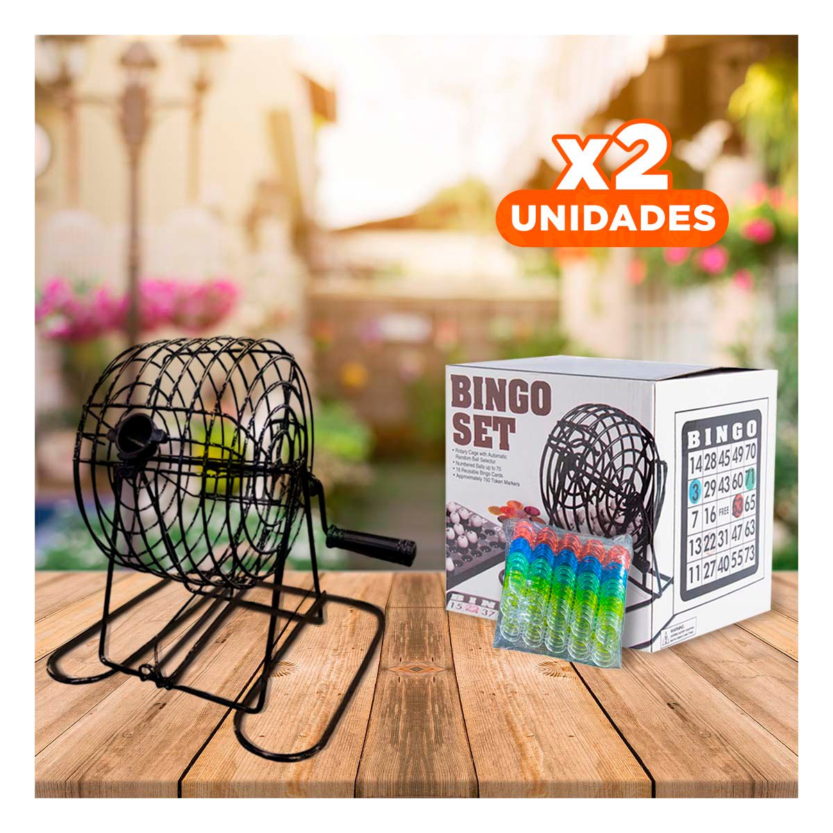 PACK2 KIT DE MESA BINGO DE METAL CON 18 CARTILLAS Y 75 NUMEROS FAMILIARES Y+REGALO STICKER - 1