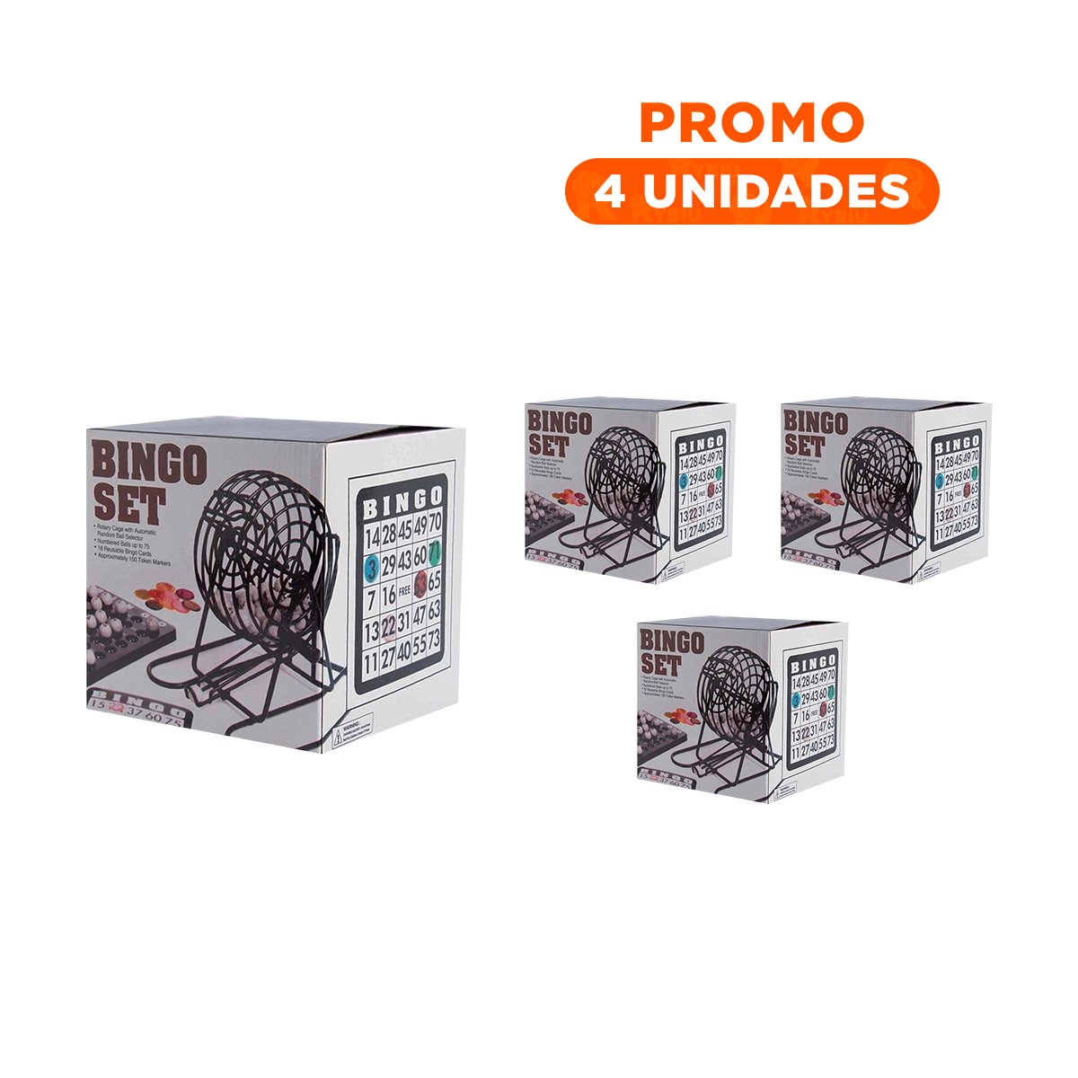 PACK4 FAMILIAR BINGO DE METAL CON 18 CARTILLAS Y 75 NUMEROS PARA REUNIONES Y+REGALO STICKER - 1