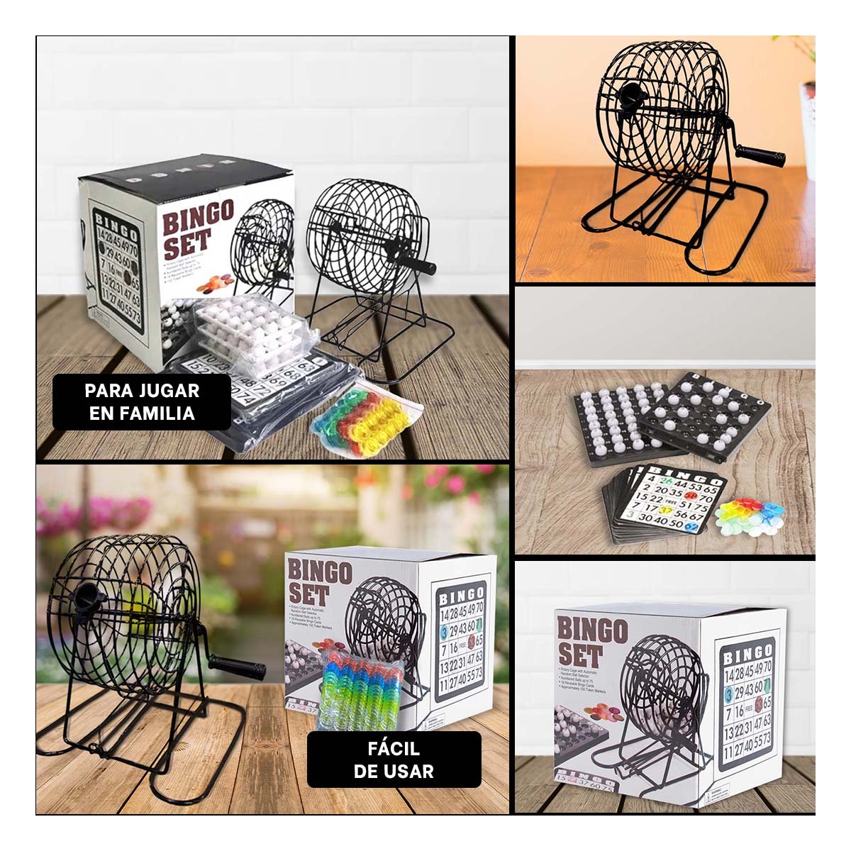 PACK4 FAMILIAR BINGO DE METAL CON 18 CARTILLAS Y 75 NUMEROS PARA REUNIONES Y+REGALO STICKER - 2