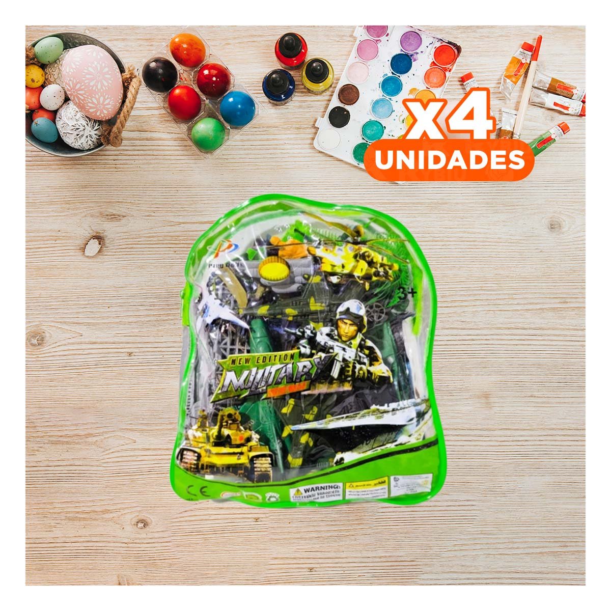 PACK4 EQUIPADO JUGUETE MOCHILA DE SOLDADOS Y+REGALO STICKERS - 1