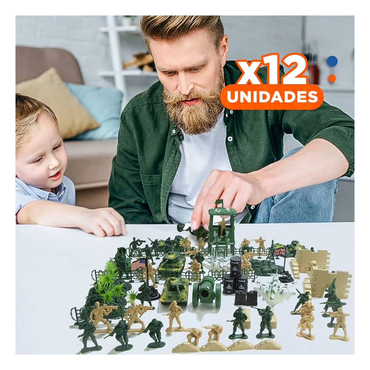 PACK12 JUGUETE SET DE SOLDADOS DE PLASTICO Y+REGALO STICKERS - 1