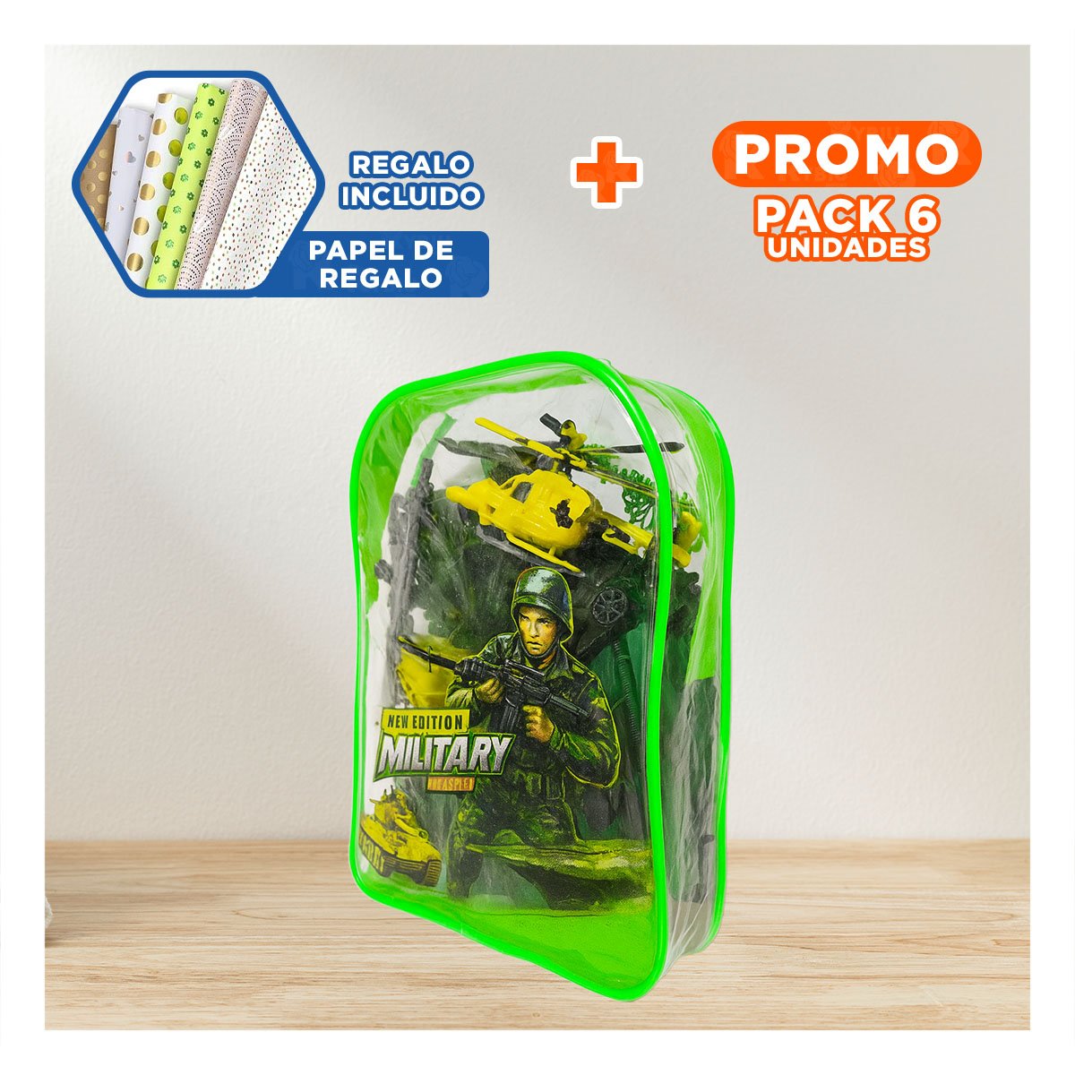 PACK6 EQUIPADO DE SET DE VEHICULO MILITAR Y+PAPEL DE REGALO - 1